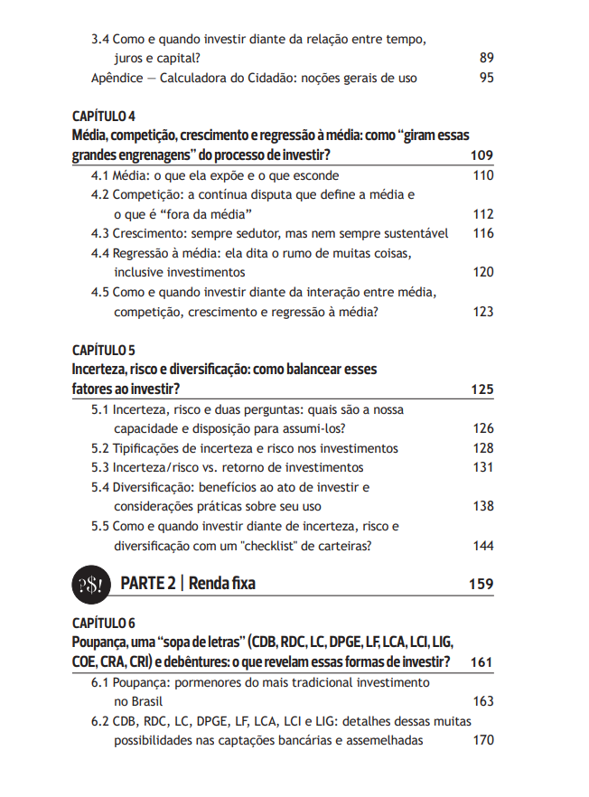 Sumário do livro Como e Quando Investir — página 2
