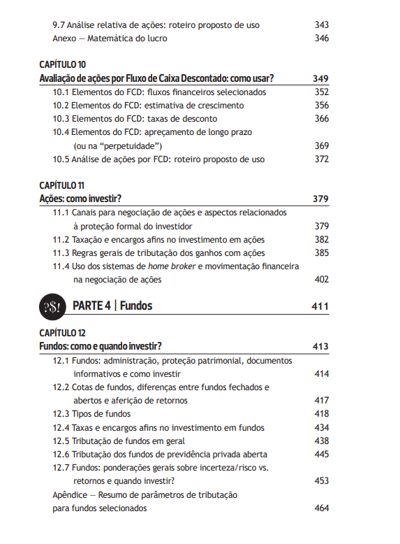 Sumário do livro Como e Quando Investir — página 4